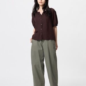 Uniqlo - Linen Cotton Tapered Pants in Olive Green